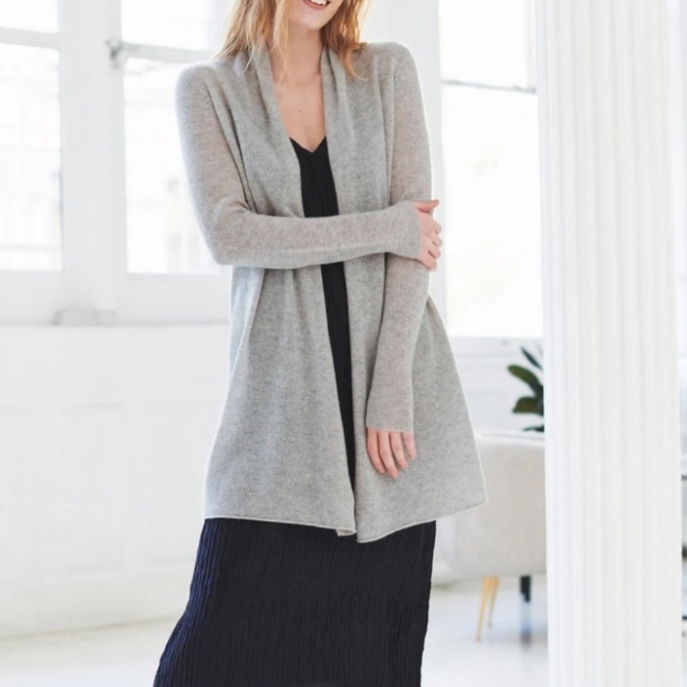 White and Warren Essential Cashmere Trapeze Cardigan